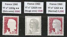 France 1960 - Variétés - n° 1263g + 1263h + 1263 (normal) - MNH ★★ 350€