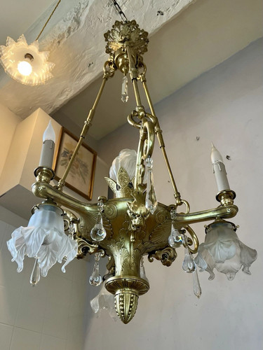 Grand lustre art nouveau en - art,