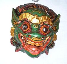 En Bois Singe Masque De Barong,Vert Couleur,Sculpté à la Main Bali,Mur