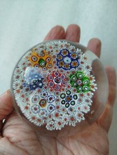 boule presse papier cristal verre millefiori trèfle