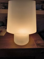 VINTAGE LAMPE CHAMPIGNON SCE-Verre-ALPHA pour HABITAT-DESIGN 80-OPALINE GIVRé