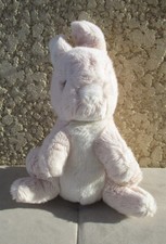 Peluche Doudou LAPIN ancien BOULGOM rose/blanc vintage 30 cm TBE
