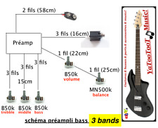 New KIT câblé PREAMPLI EQ BASS 3bands - ACTIVE PU- wiring kit - pour guitare 