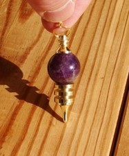 °* PENDULE EN AMETHYSTE  3  PLATEAUX  MICRO VIBRATOIRE   ESOTERISME RADIESTHESIE