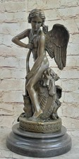 Cupidon Romantique Amoureux Bronze Mariage Anniversaire Signé Sculpture Figurine