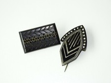 ANCIENNE BROCHE ART DECO NOIR STRASS LOT DE 2