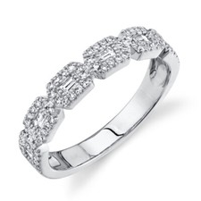 Bague En Diamant Taillée En Baguette En Or Blanc 14K Pour Femme 0,46CT