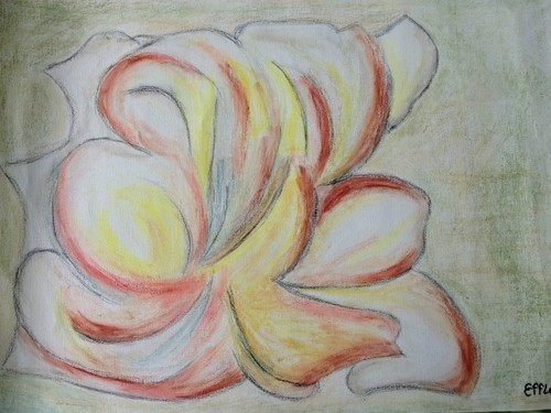 Peinture pastel tableau rose - pastel,