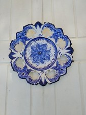 Ceramic-Portugal Vestal Alcobaca-Hand Painted-Blue & White Wall Plate-Vintage-1