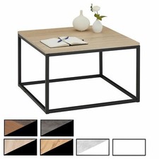 Table basse de salon carrée cadre en métal et plateau en mélaminé