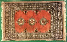 Tapis ancien oriental en laine rouge géométrique vintage 95 x 60 cm