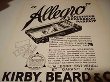 ANCIENNE PUBLICITE AIGUISEUR ALLEGRO POUR LAME DE RASOIR  1930