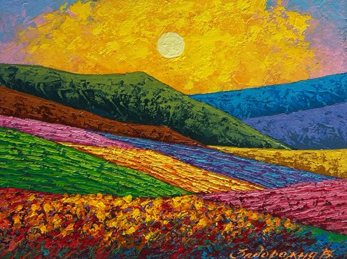 Oil painting sunset palette - oil, a