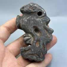 Magnifique figurine ancienne grecque en pierre noire sculptée animalière