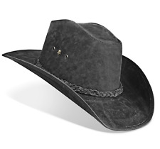 Western Hat Vintage Cuir Noir