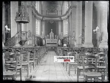 Eglise, Carvin, photo ancienne plaque verre, négatif noir & blanc, 9x12 cm