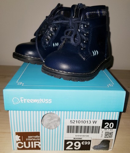 Bottines cuir bleu - en,