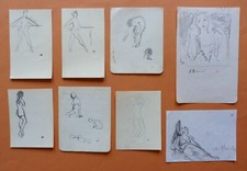 ROBERT LEPELTIER (1913-1996) LOT DE 9 DESSINS PERSONNAGES FEMININS / NUS (4)