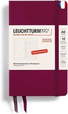 LEUCHTTURM1917 370499 Agenda Semainier & Carnet Pocket (A6) 2025, Port Red,