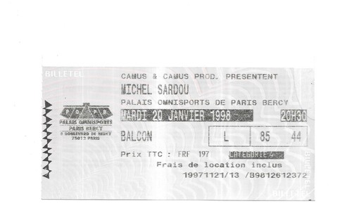 Rare ticket billet concert - ticket,