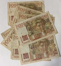 LOT 8 BILLETS 100 FRANCS JEUNE PAYSAN