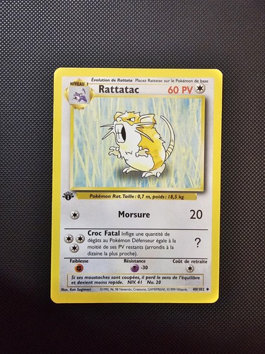 Carte pokemon rattatac 102 - carte, 40/102