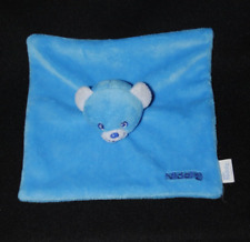 Doudou ours plat NESTLE bleu blanc Nidal 2 carré NEUF
