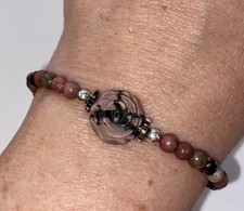 Rhodonite Carved Rose Bead And