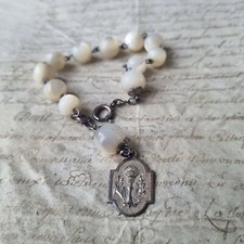Bracelet Ancien Douzaine Dizainier Nacre et Argent 1900 MOP Silver Bangle