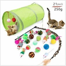 Lot de 27 jouets pour chaton achat en vrac tige fourrure souris cloches boules tunnel herbe à chat neuf