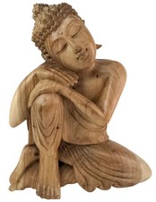 Statue du Bouddha Penseur 30cm en bois sculpté à l