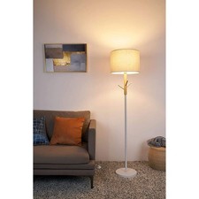 Pauleen Lampadaire LED Grand Romance 160cm Beige Bois Blanc 7W = 60W E27 Passer