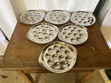 Série De 6 Assiettes Escargots GUY DEGRENNE Inox Made In France Service #C668