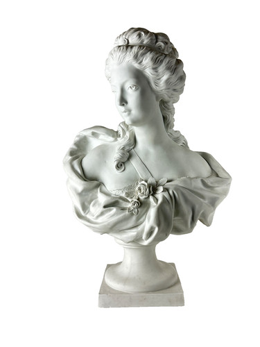 Grand buste ancien porcelaine