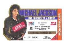 RARE / TICKET BILLET CONCERT - MICHAEL JACKSON : LIVE A MONTPELLIER FRANCE 1988