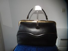 ANCIEN SAC A MAIN STYLE MALLETTE DOCTEUR MARRON MARQUE? VINTAGE ACCESSOIRE MODE 