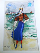 VAN DONGEN KEES - ESTAMPE TYPOGRAPHIE ORIGINALE 1953 - 30 x 24 cm "JF BRETONNE"