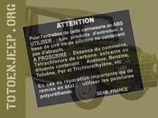 PLAQUE PLAQUETTE LABLE SIGNALETIQUE  ALU " ATTENTION 2 "  CITROEN MEHARI . 4X4 