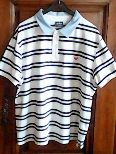 Polo blanc rayé noir - , le