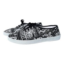 Chaussures Femme en toile noires et blanches à lacets – Taille 36