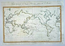 WORLD MAP 1834 DUMONT D'URVILLE LARGE ANTIQUE MAP 19TH CENTURY