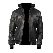 Blouson bomber noir à capuche