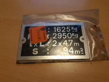plaque de tare alu PEUGEOT 1625 / 2950 kg  ( J9 ? ) pièce d'origine 7540.41