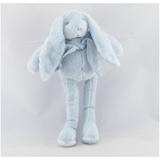 Doudou lapin bleu écharpe