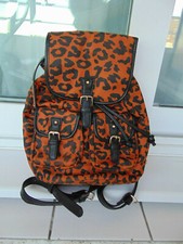 Sac a dos Femme Léopard Orange Noir Félin Vintage Galeries Lafayette