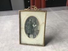 Petit CADRE PHOTO ancien BRONZE doré Napoléon III à poser ou mural décor NOEUD