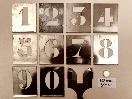 Pochoirs chiffres zinc 60 - pochoirs,