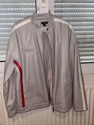Veste cuir gris avec rayure - gris,
