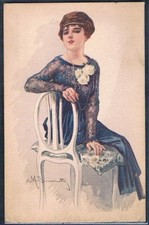 E081 ART DECO a/s SIMONETTI FEMME MODE HIGH FASHION LADY CHAIR GLAMOUR