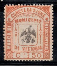 Victoire - Neuf ** 100% Italie fiscal 50 cents, Striker, Orange/Noir